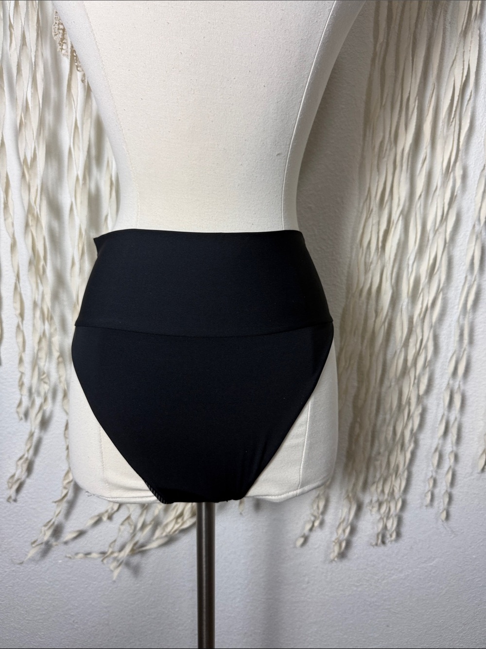 Acacia Black High Rise Fold Over Bikini Bottoms Size M - Picture 3 of 9